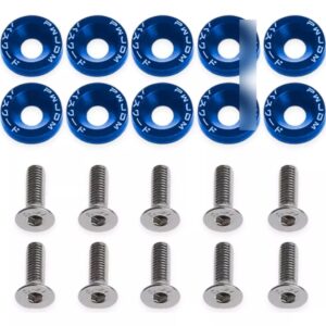 Arandela + tornillo, decoración aluminio anonizadas azul x10