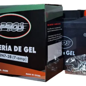 Bateria Pros gel 12N7-3B, medidas 14 x 7,5 cm y 12.5cm de alto