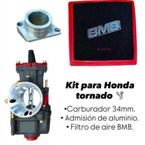 Kit potencia carburador + filtro de aire BMB y acople p/ Honda Tornado